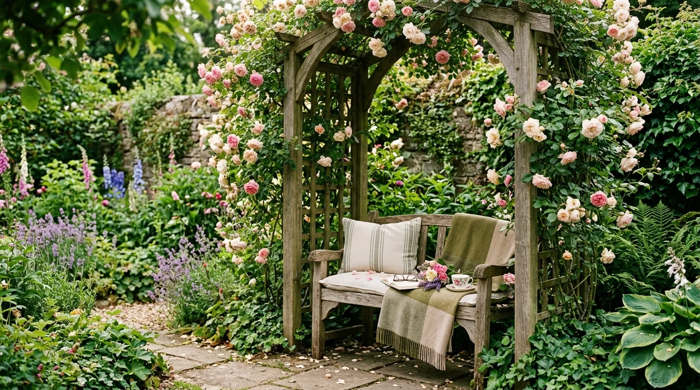 Climbing Roses Over an Arbor